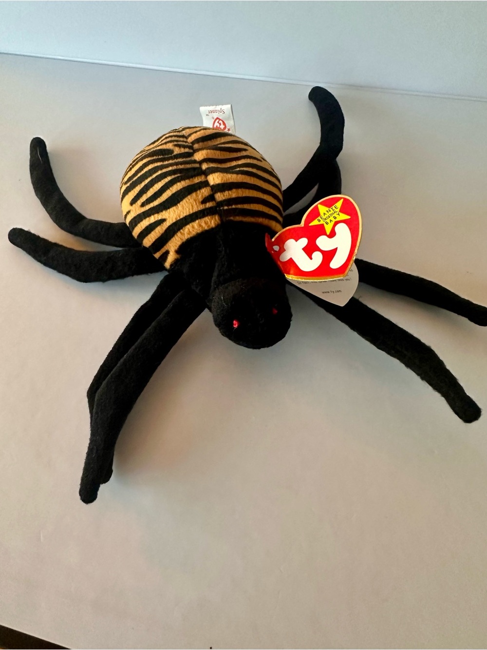 TY Beanie Baby Spinner Spider 1996 Tiger Stripe Plush With Tags Vintage